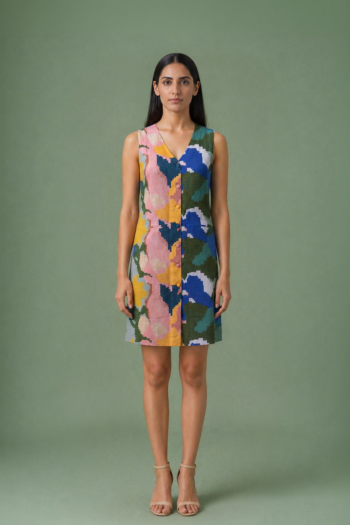 Ikat Long Jacket Dress Set