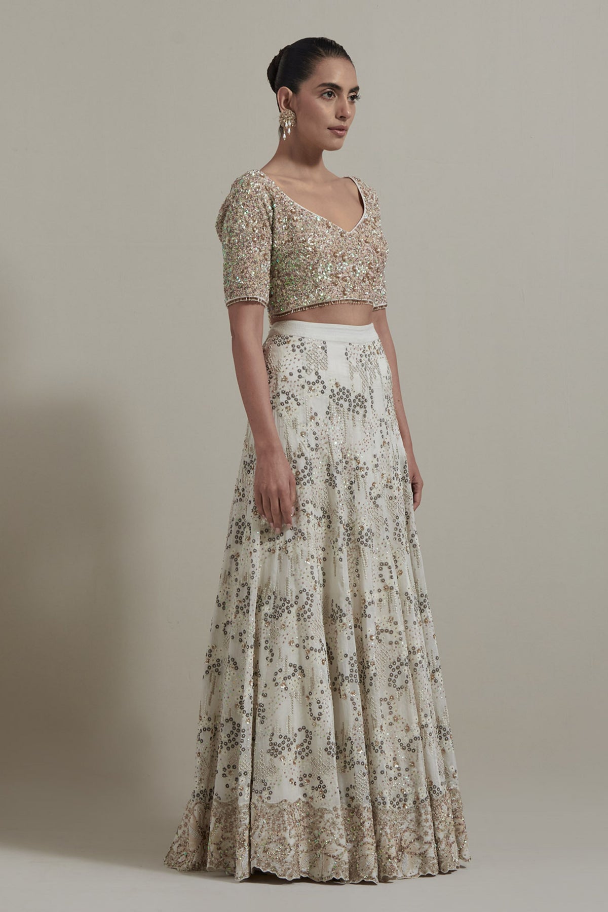 Ivory Embellished Lehenga Set