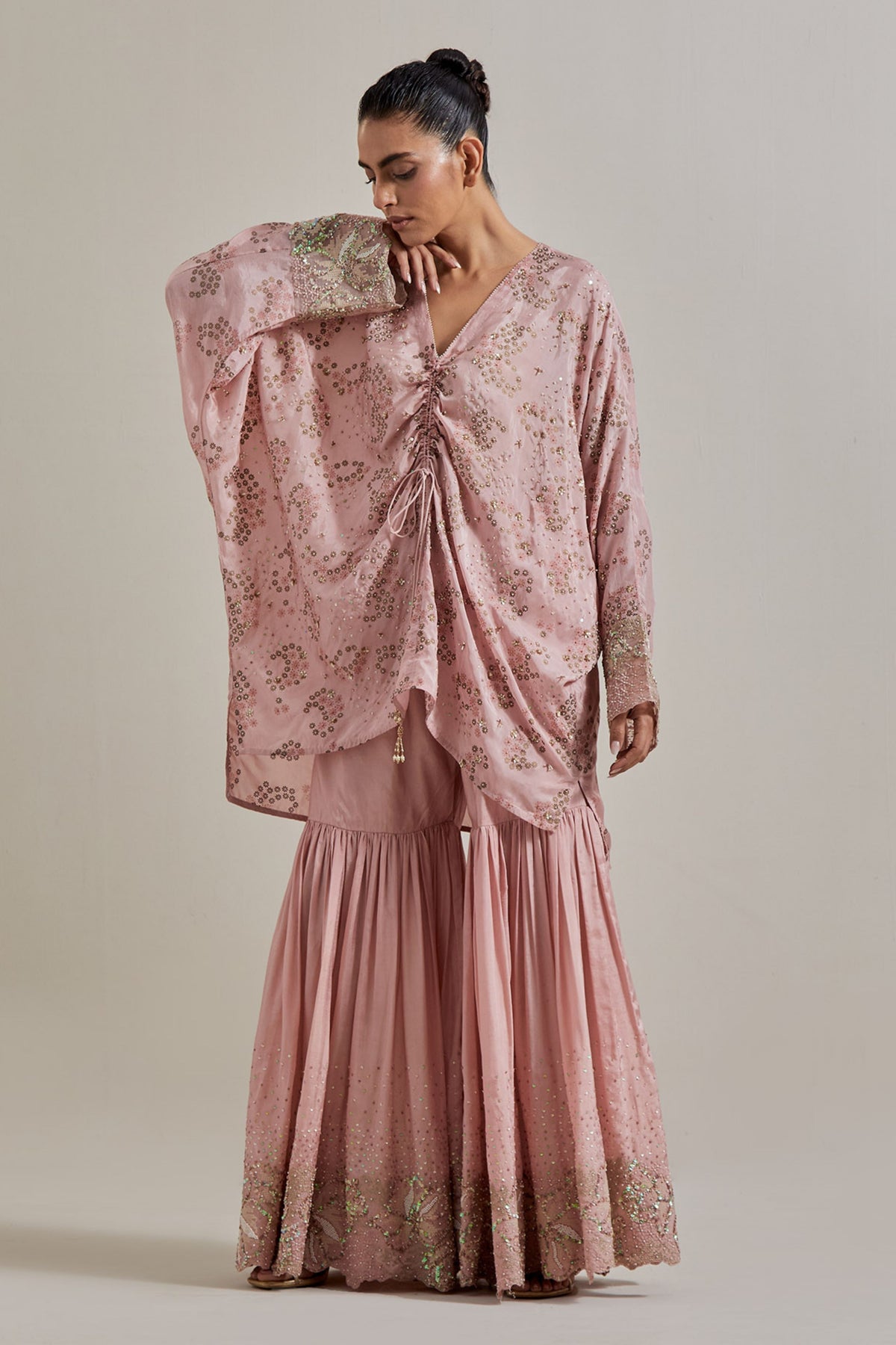 Blush Glimmer Kaftan Set