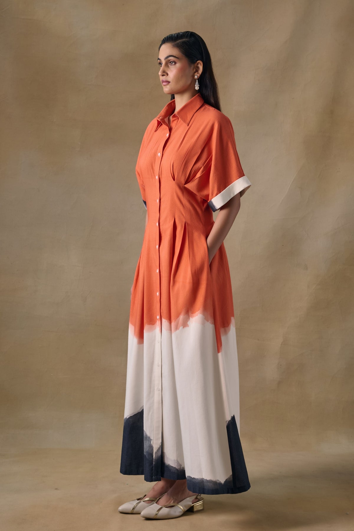 Orange Washed Kimono Dress