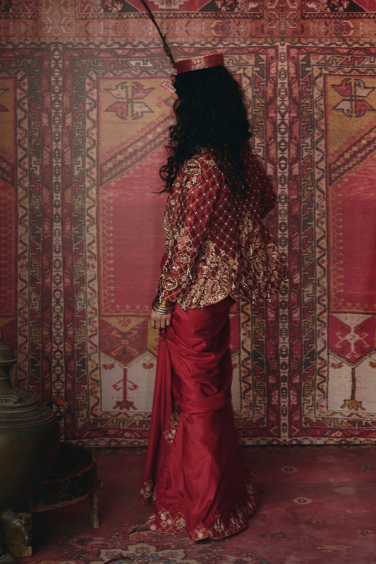 Maroon Drape Skirt Set