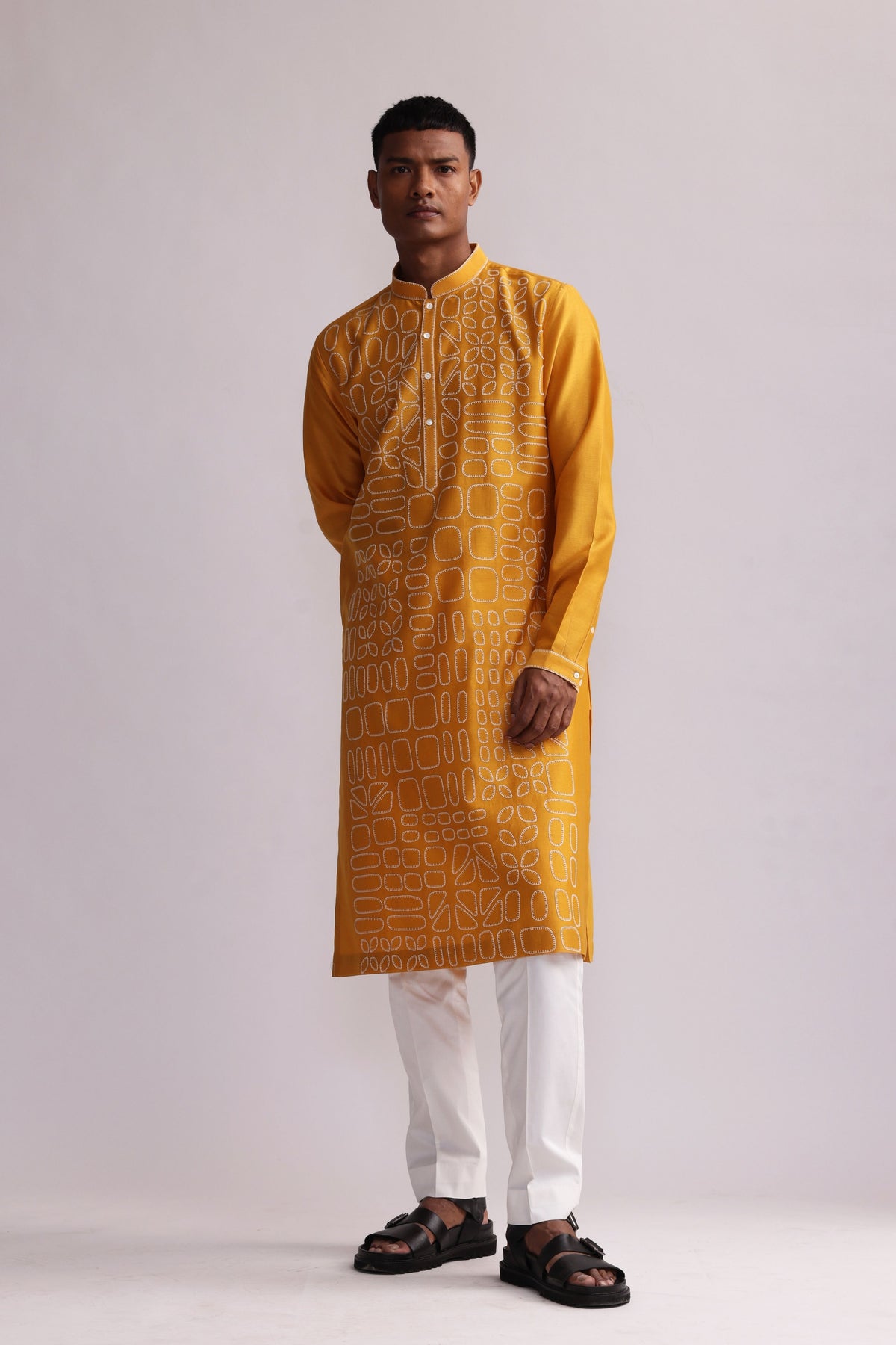 Shadow Block Mustard Kurta Set