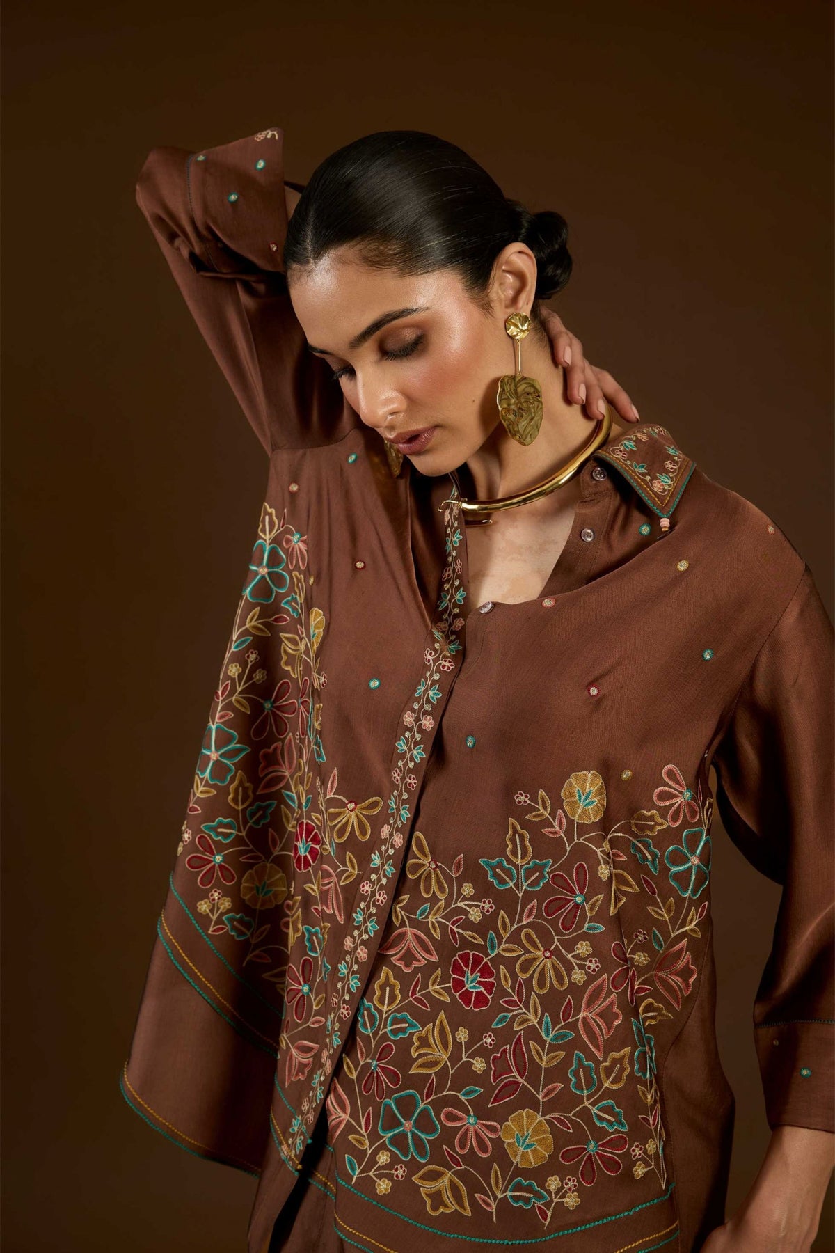 Coffee Aari Co-ord Set