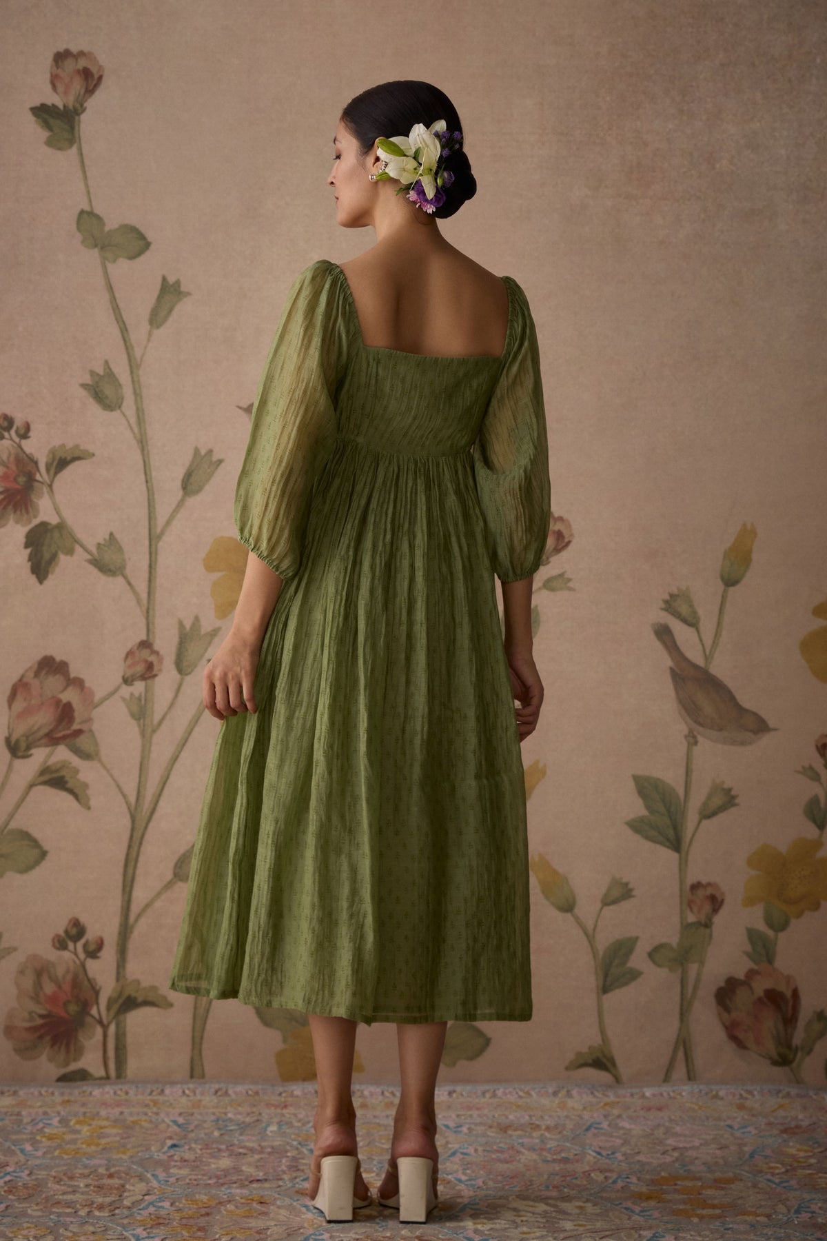 Green Hand Embroidered Dress