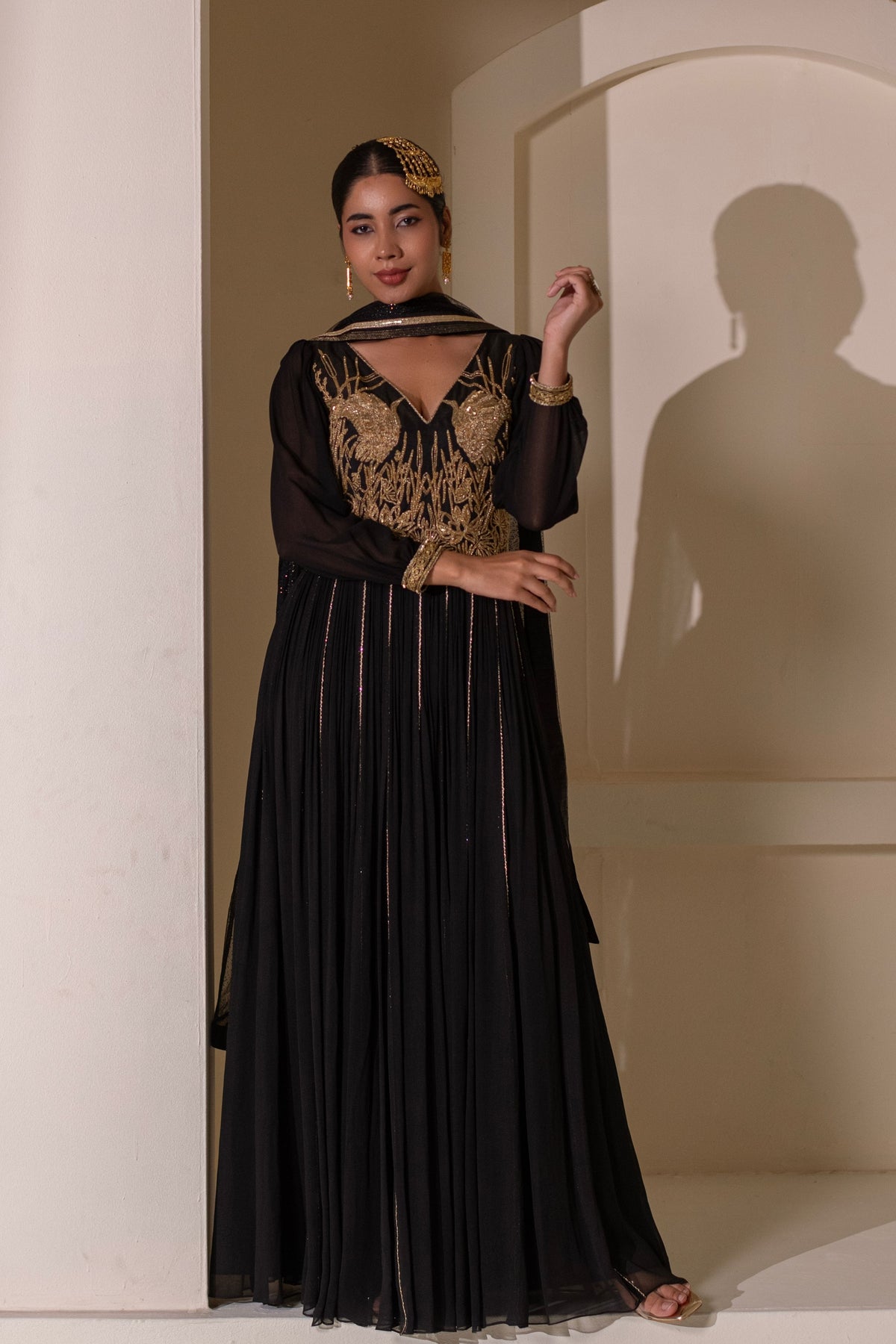 Black Embellished  Anarkali