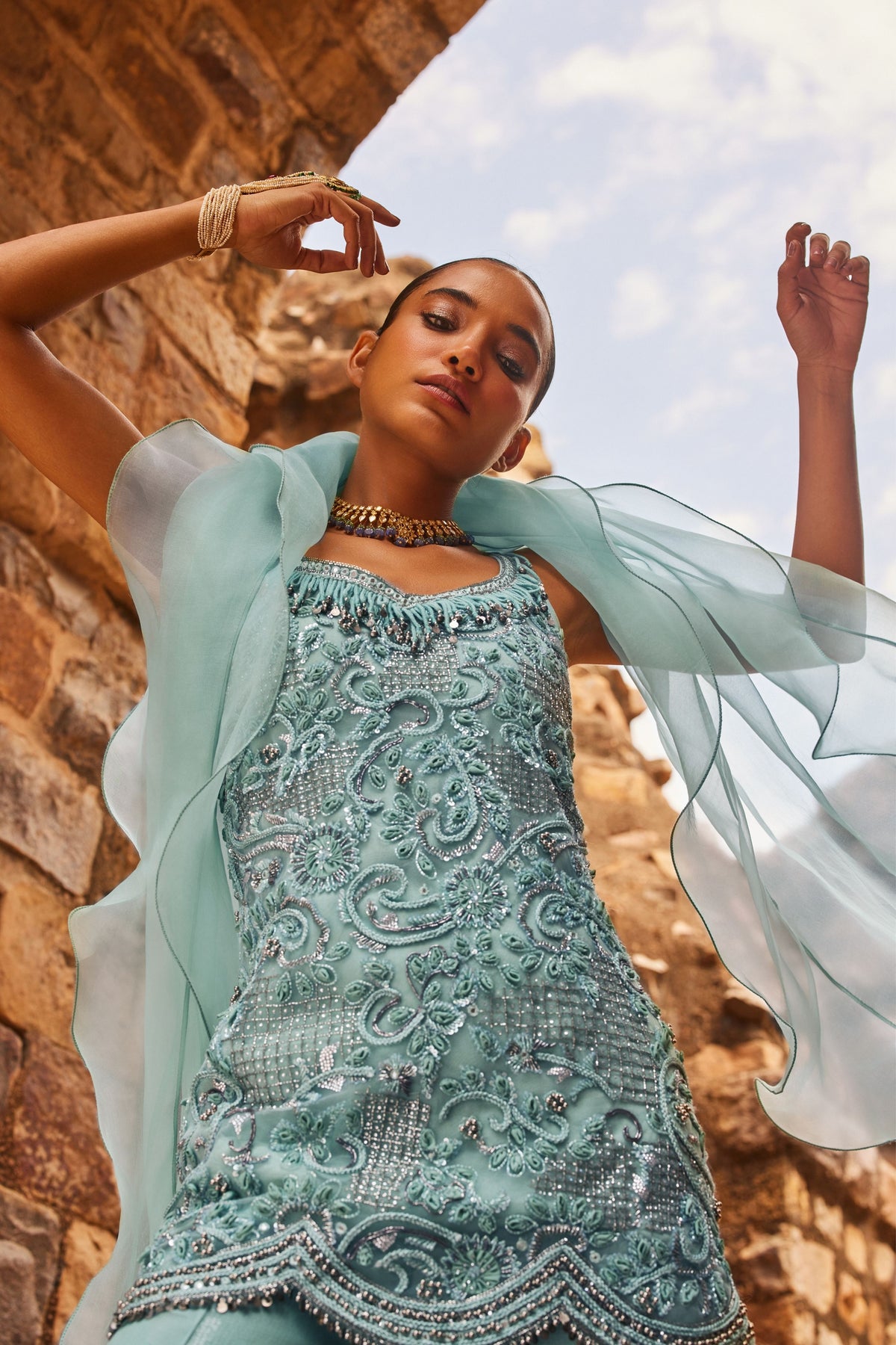 Aqua Sharara Set
