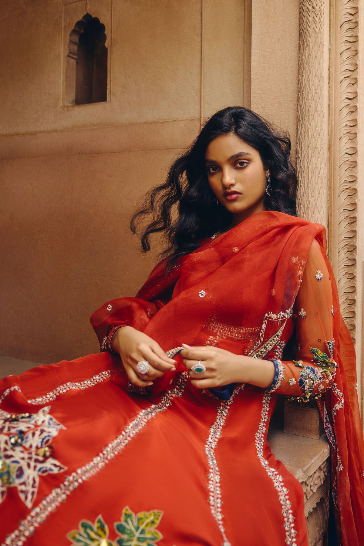 Crimson Symphony Anarkali