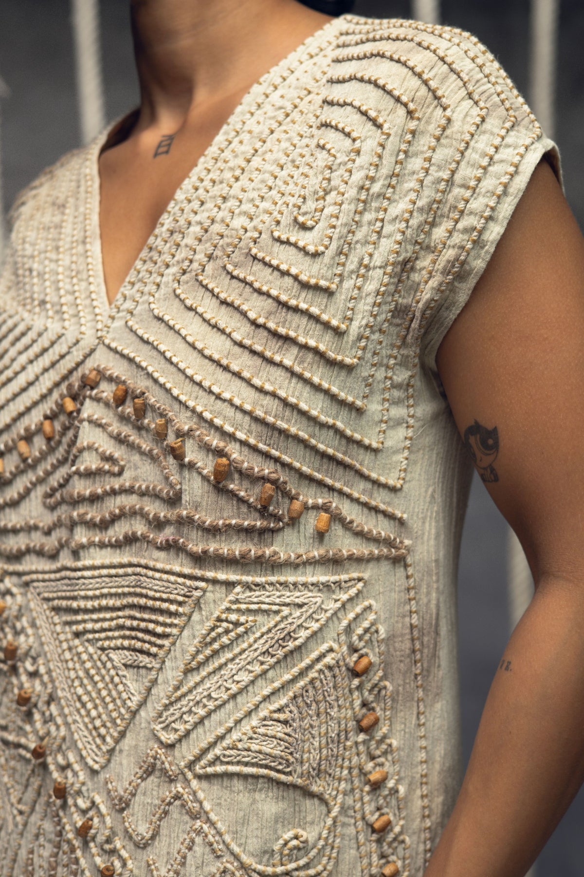 Ivory Crushed Short Dress