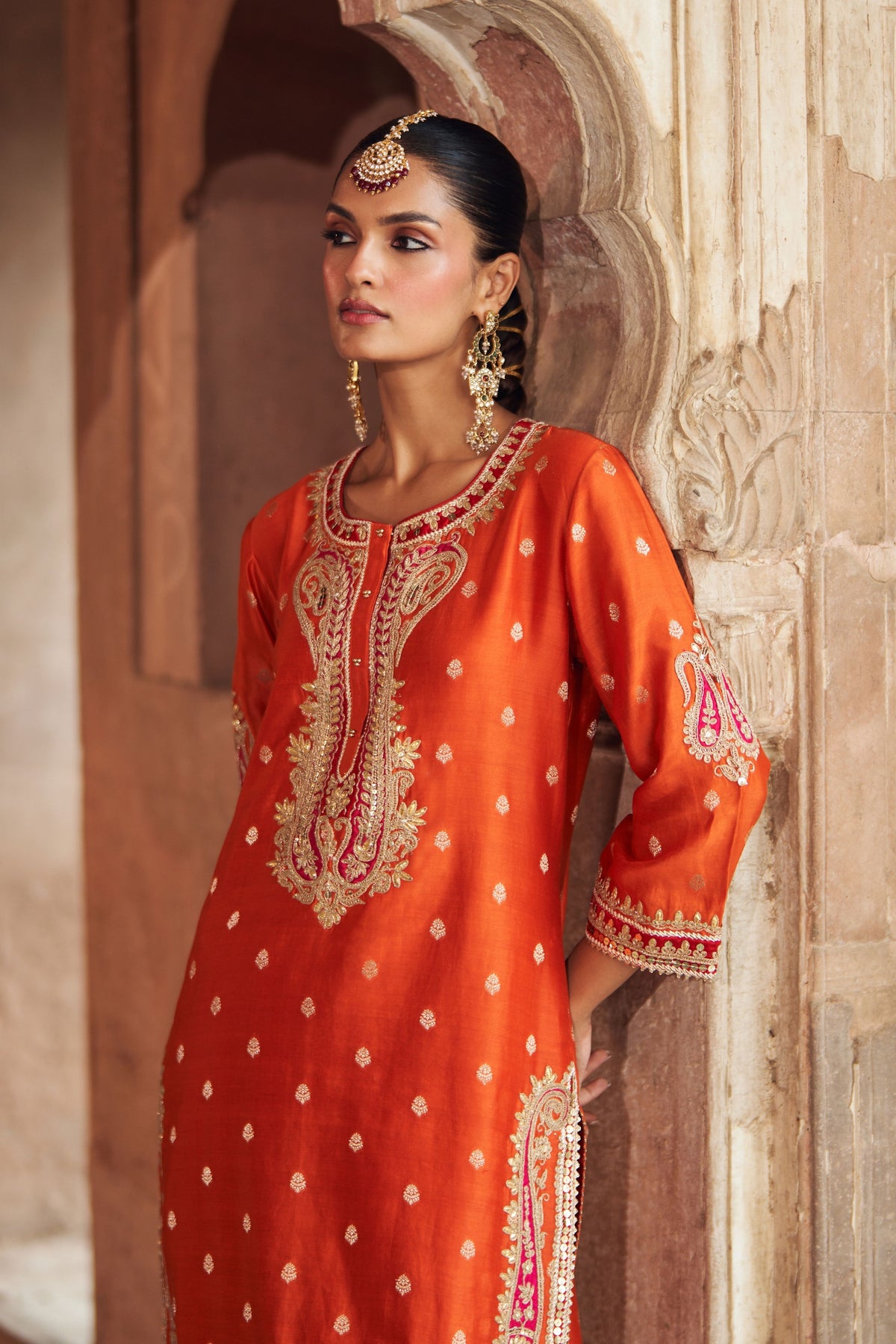 Fahmida Orange Kurta With Salwar