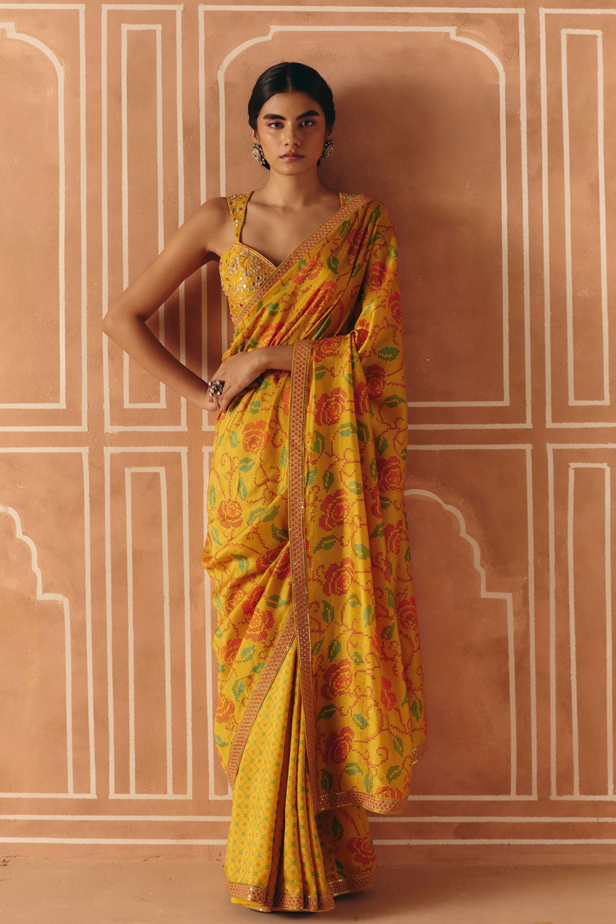 Marigold Yellow Saree Set
