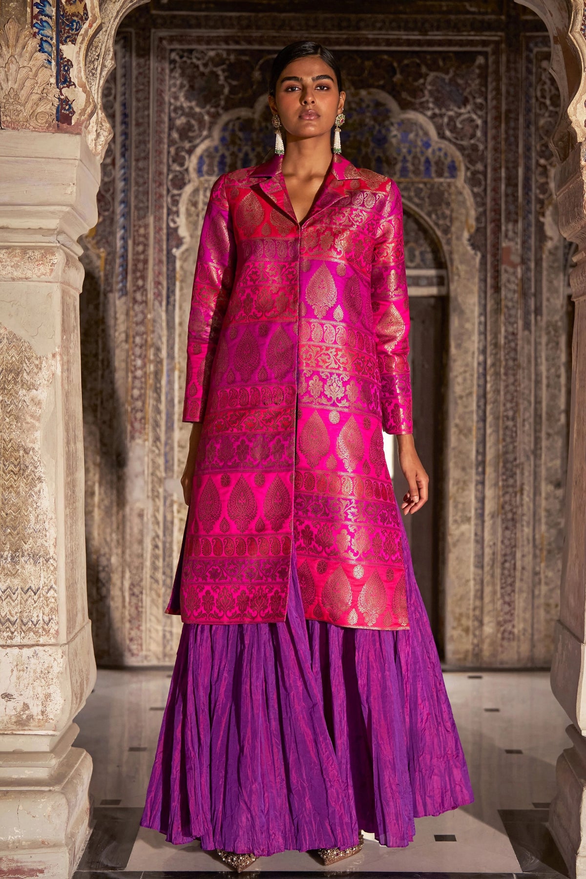 Banares Silk Brocade Longline Jacket