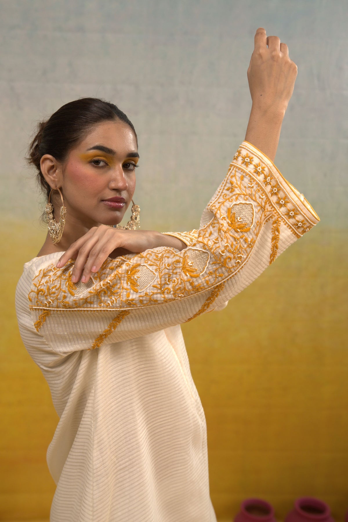 White Tunic and Tulip Salwar Set