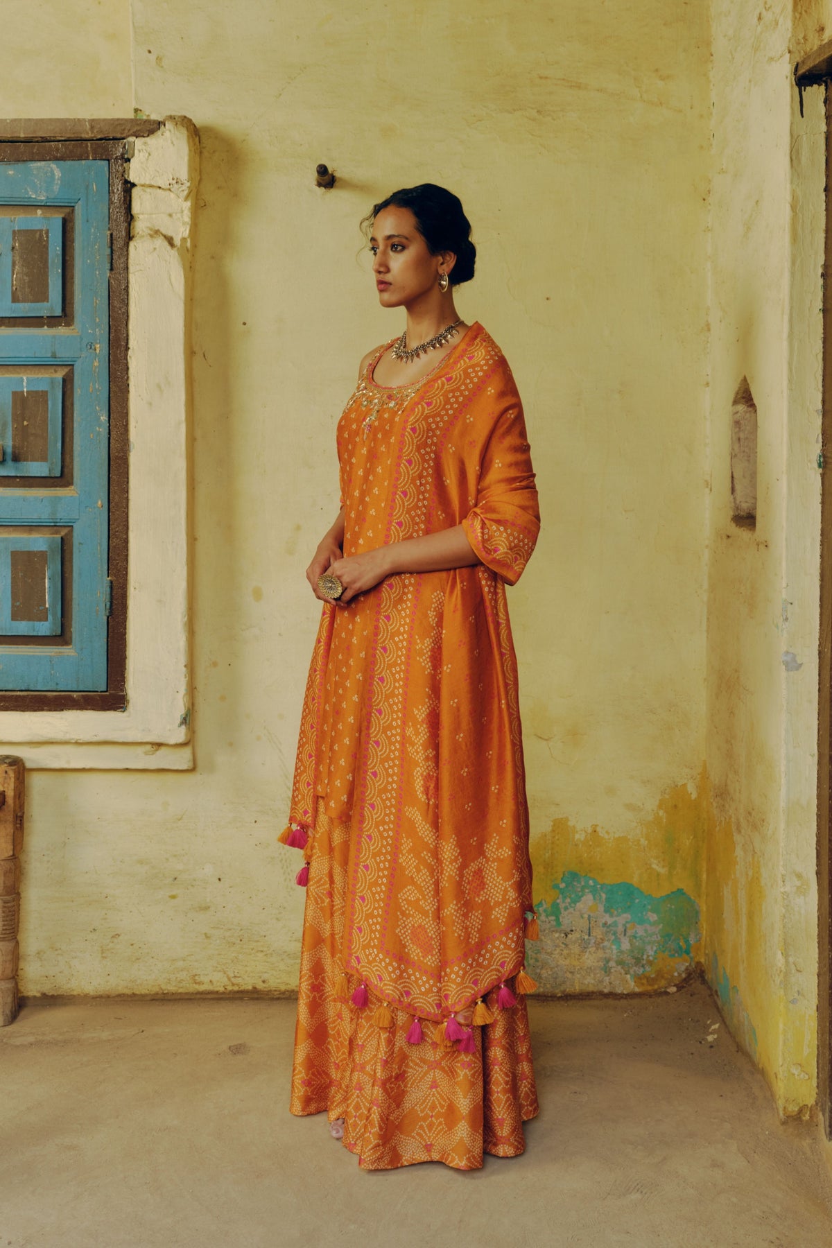 Mix Print Ochre Kurta Set
