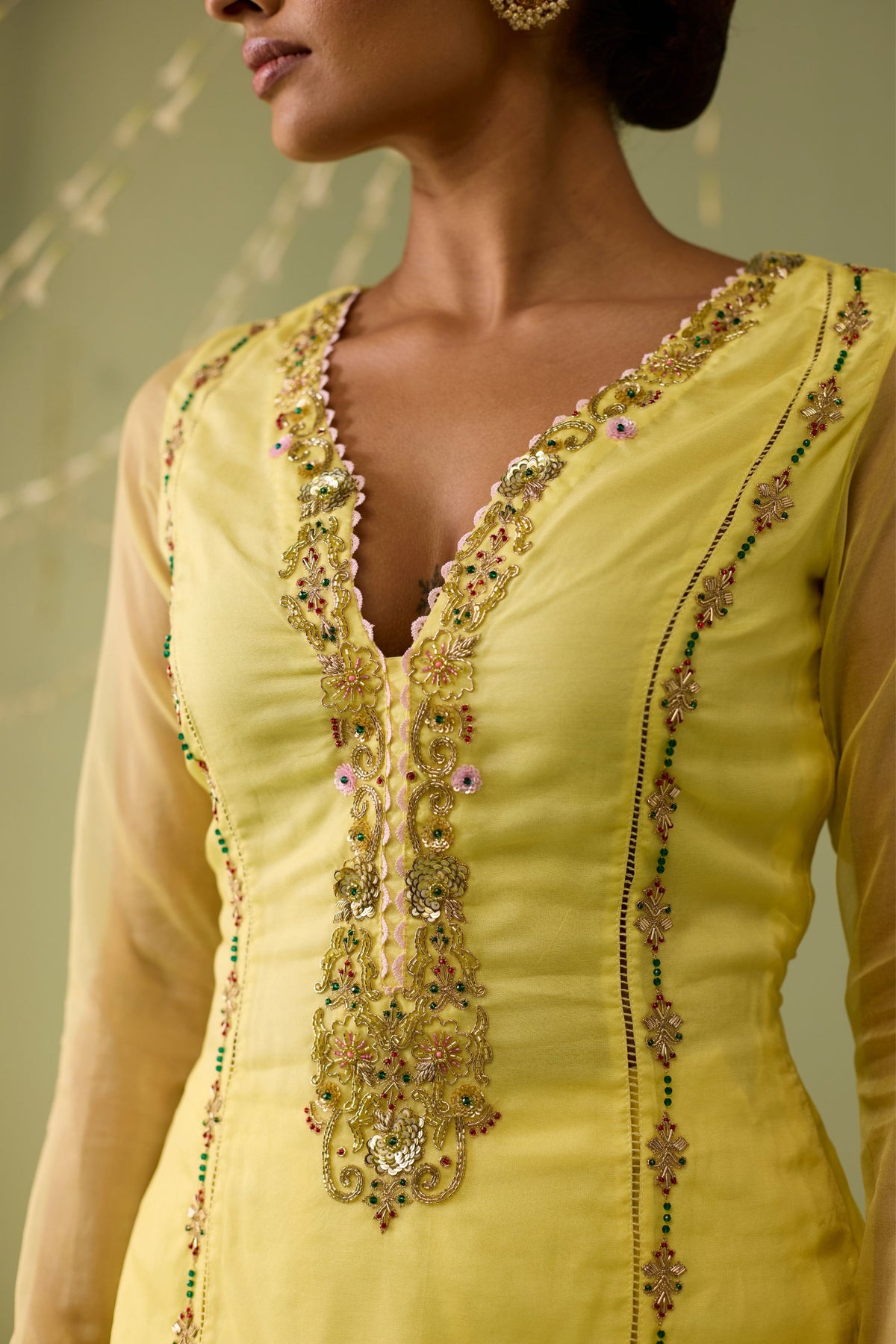 Yellow Organza Sharara Set