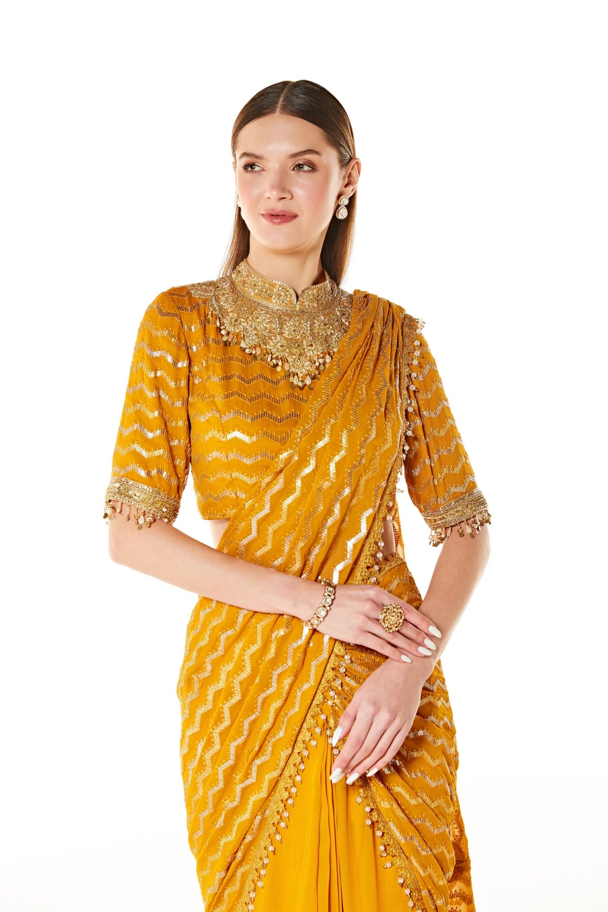 Yellow Sairaa Embroidered Saree Set