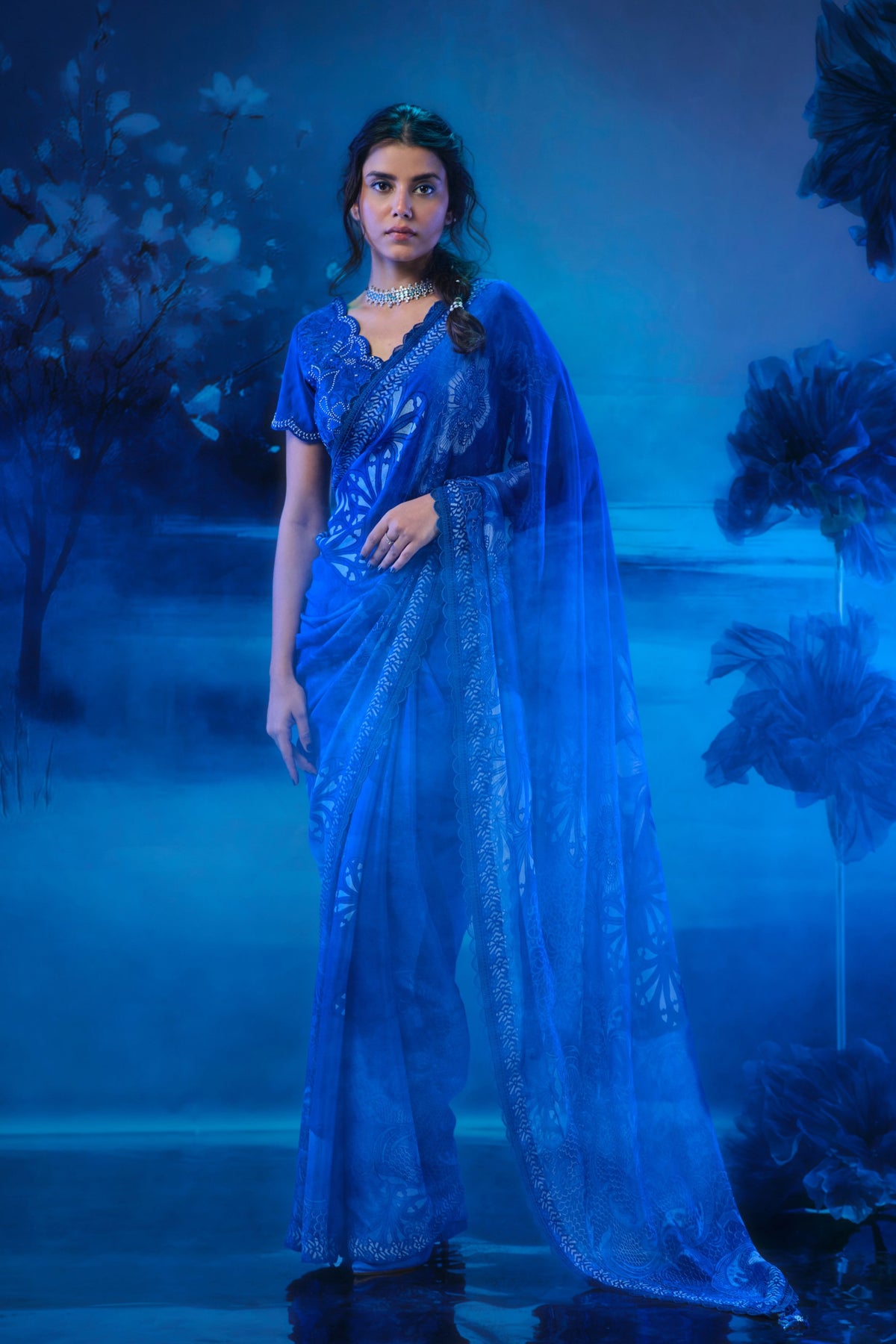 Indigo Mirage Saree Set