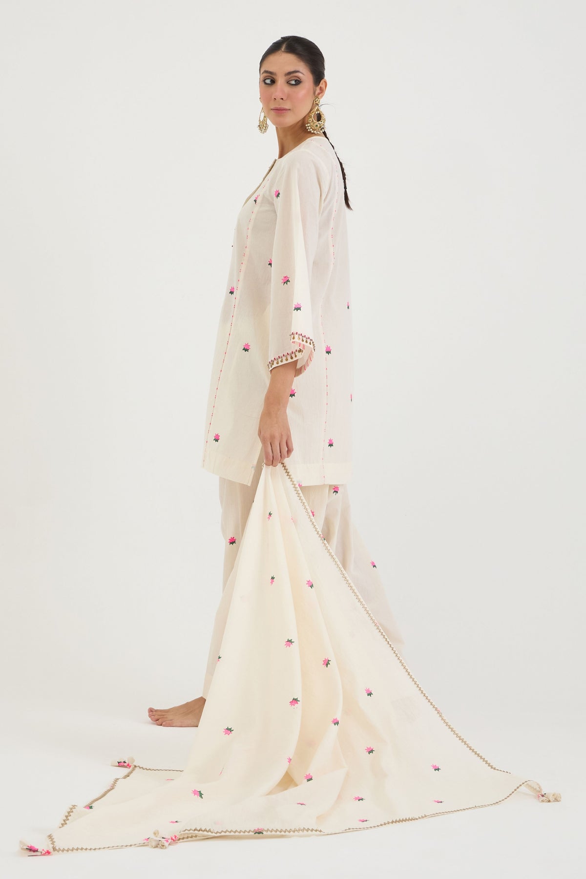 Neon Pink Lotus Kurta Set