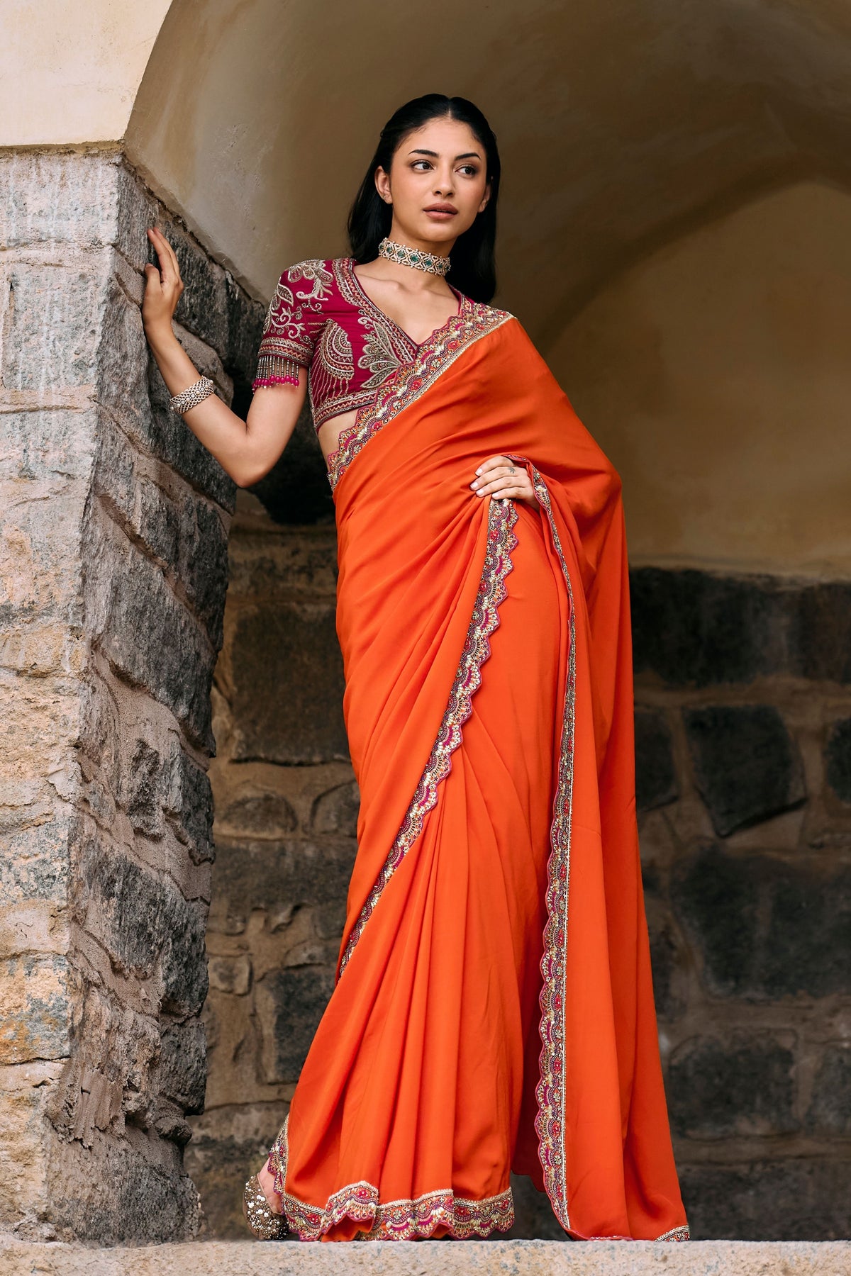 Nma Orange Saree Set