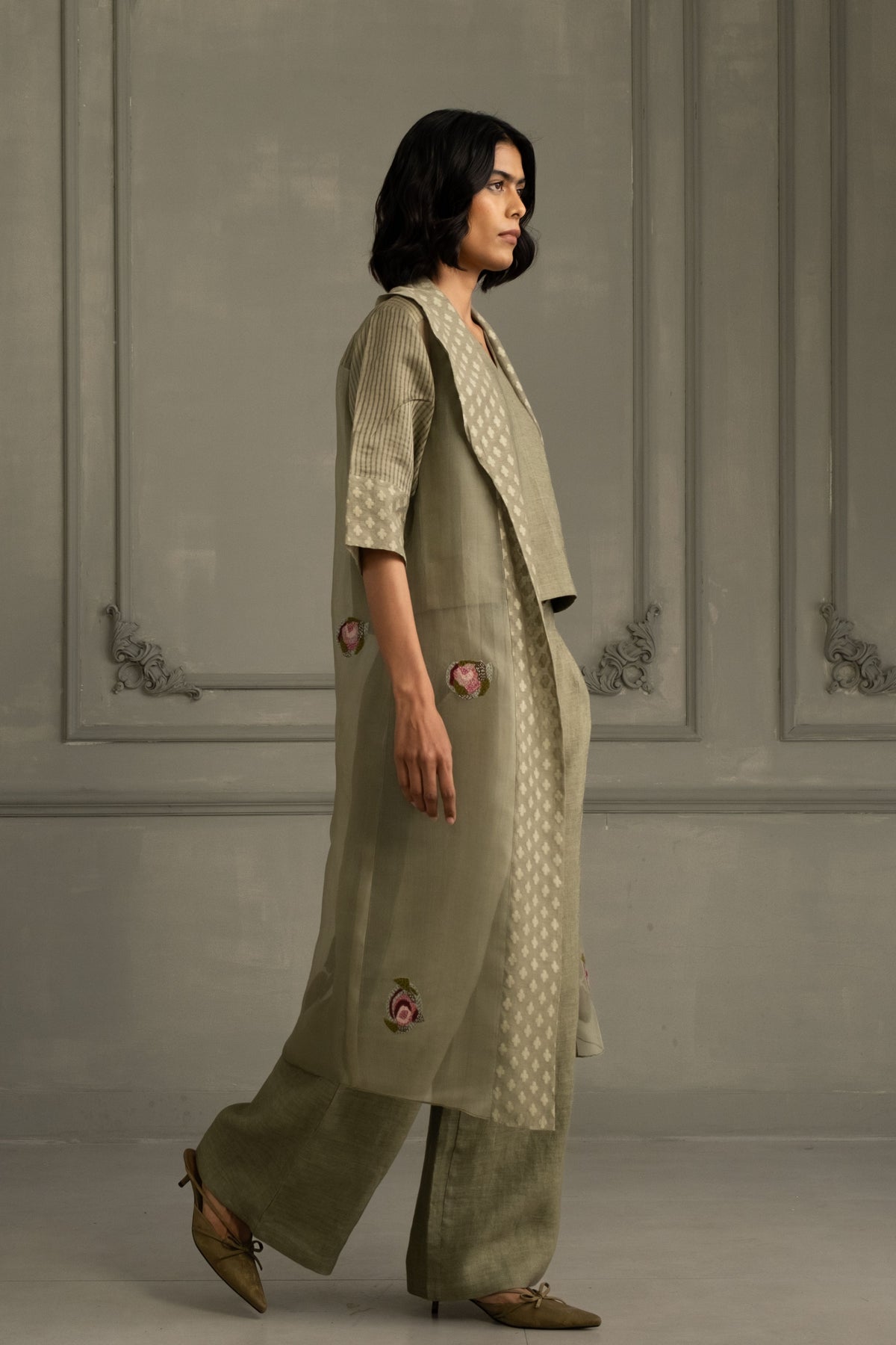 Sage Appliqué Jacket Set