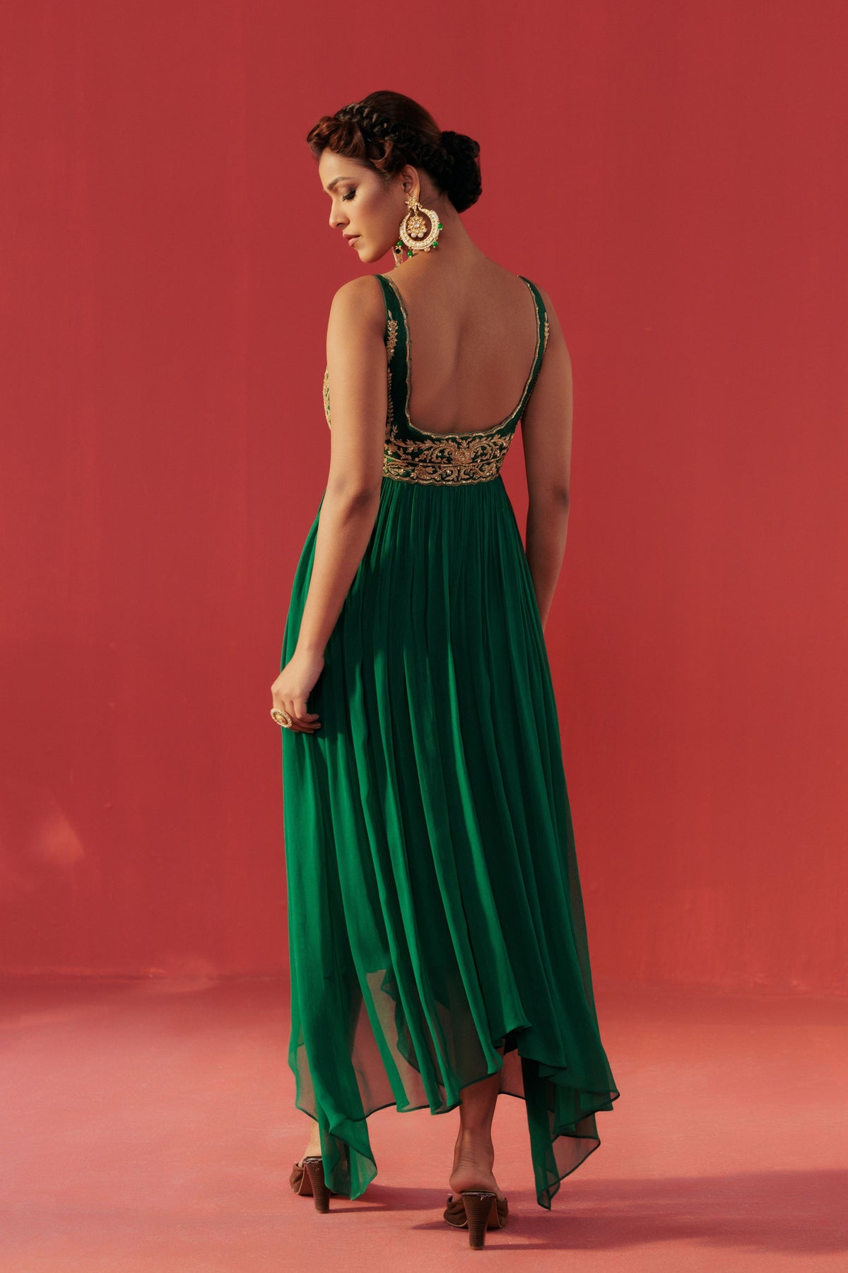 Pine Green Anarkali