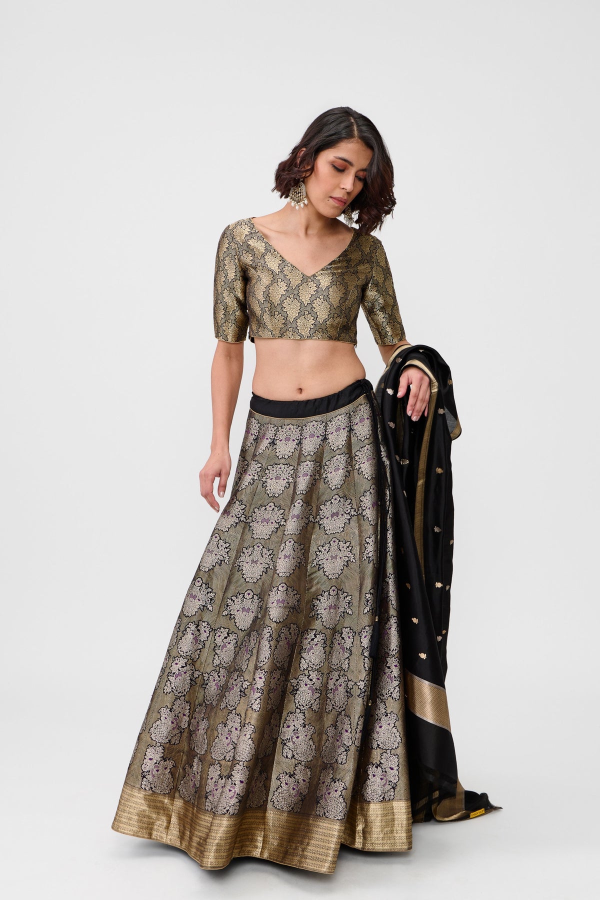 Black Gulhar Lehenga Set