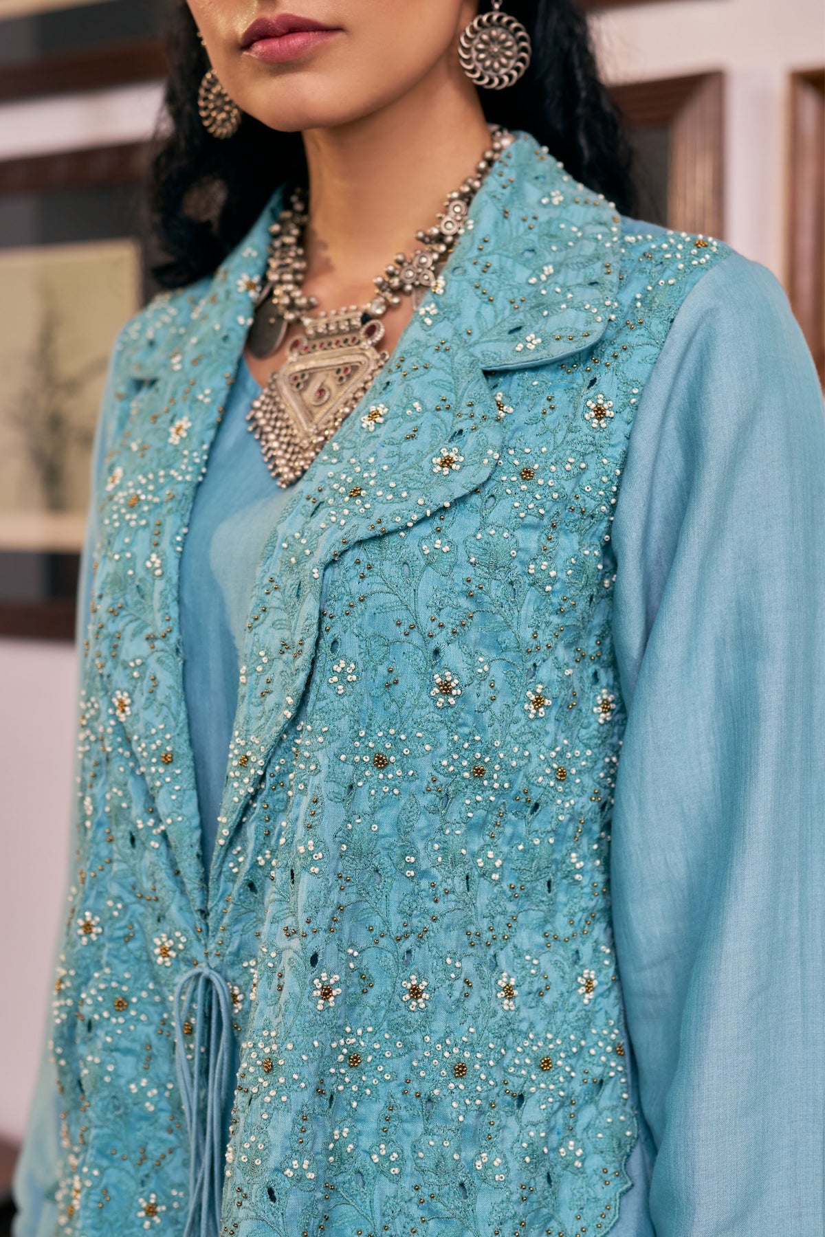Blush Floral Handwork Kurta Set
