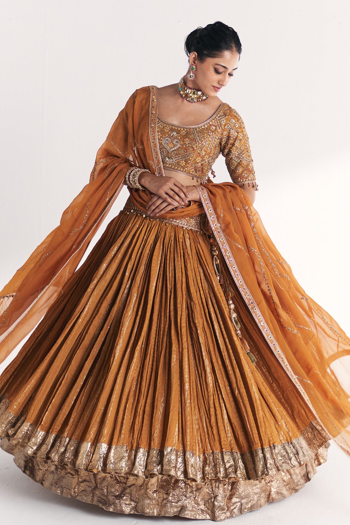 Sunheri Mustard Lehenga