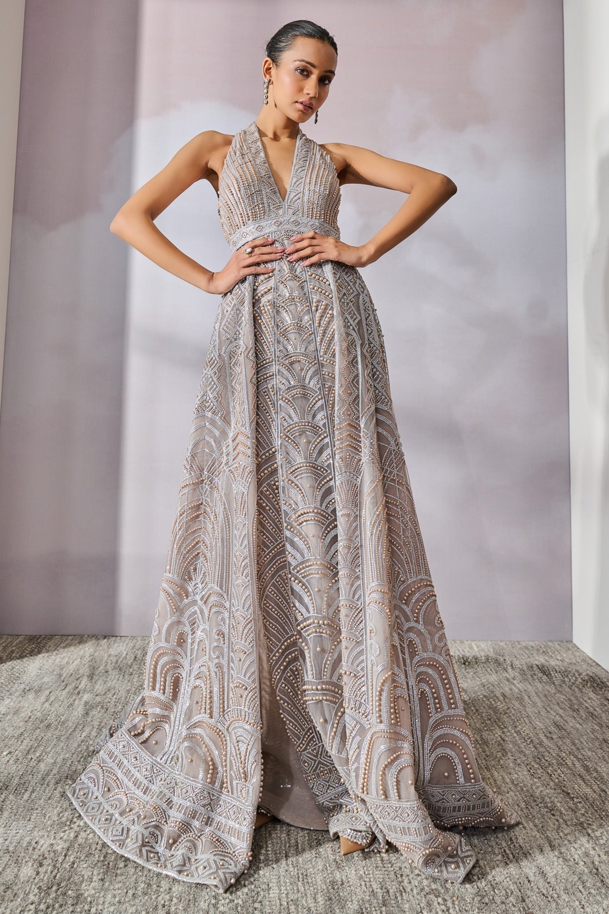 Embroidered Cocktail Gown