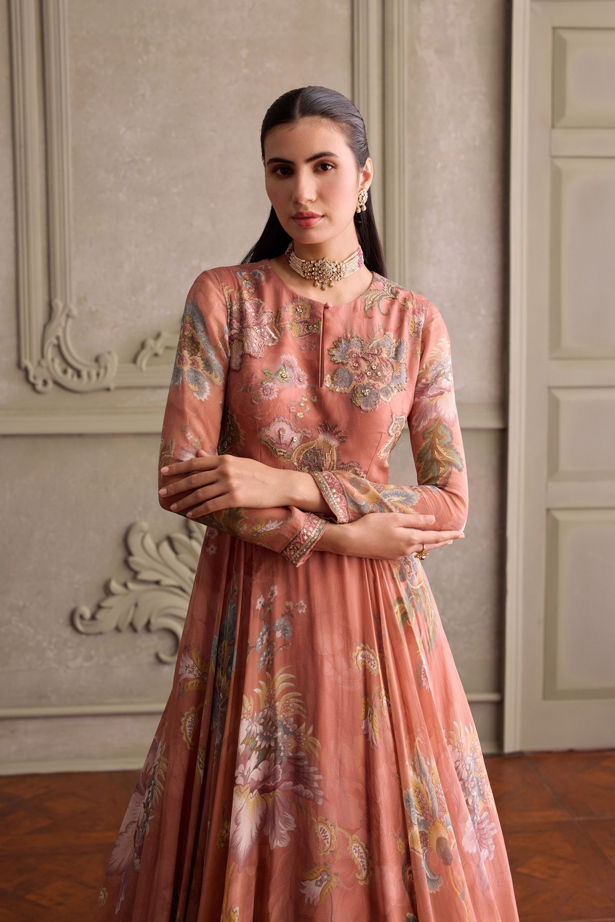 Ariya Dusty Peach Anarkali Set