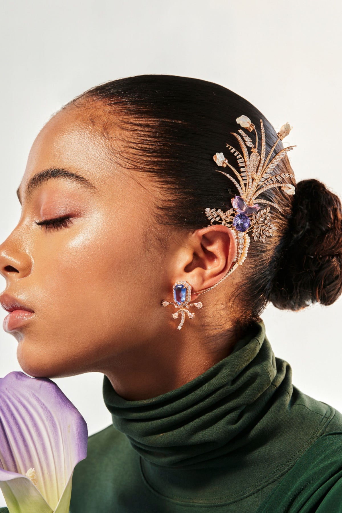 The Faena Mini Earcuffs in Tanzanite