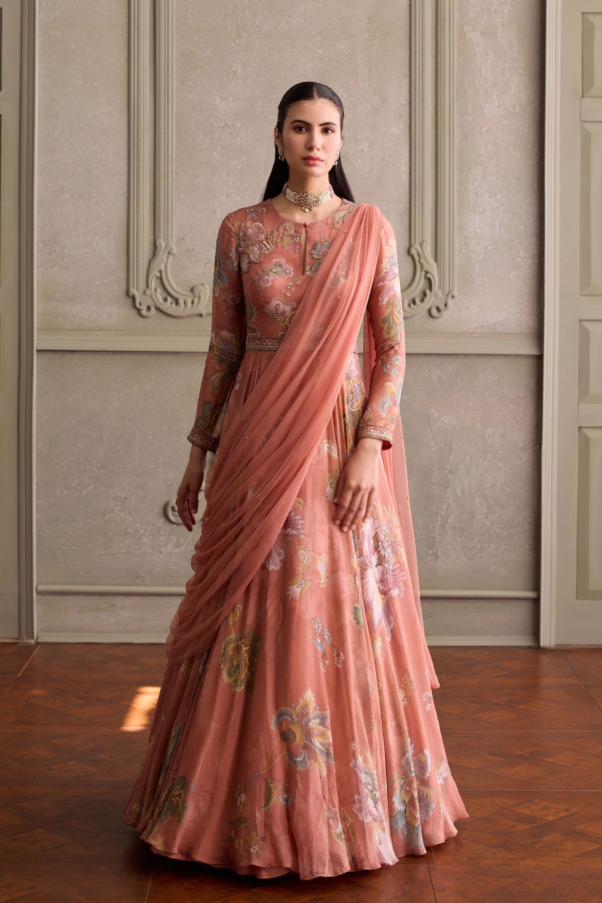 Ariya Dusty Peach Anarkali Set
