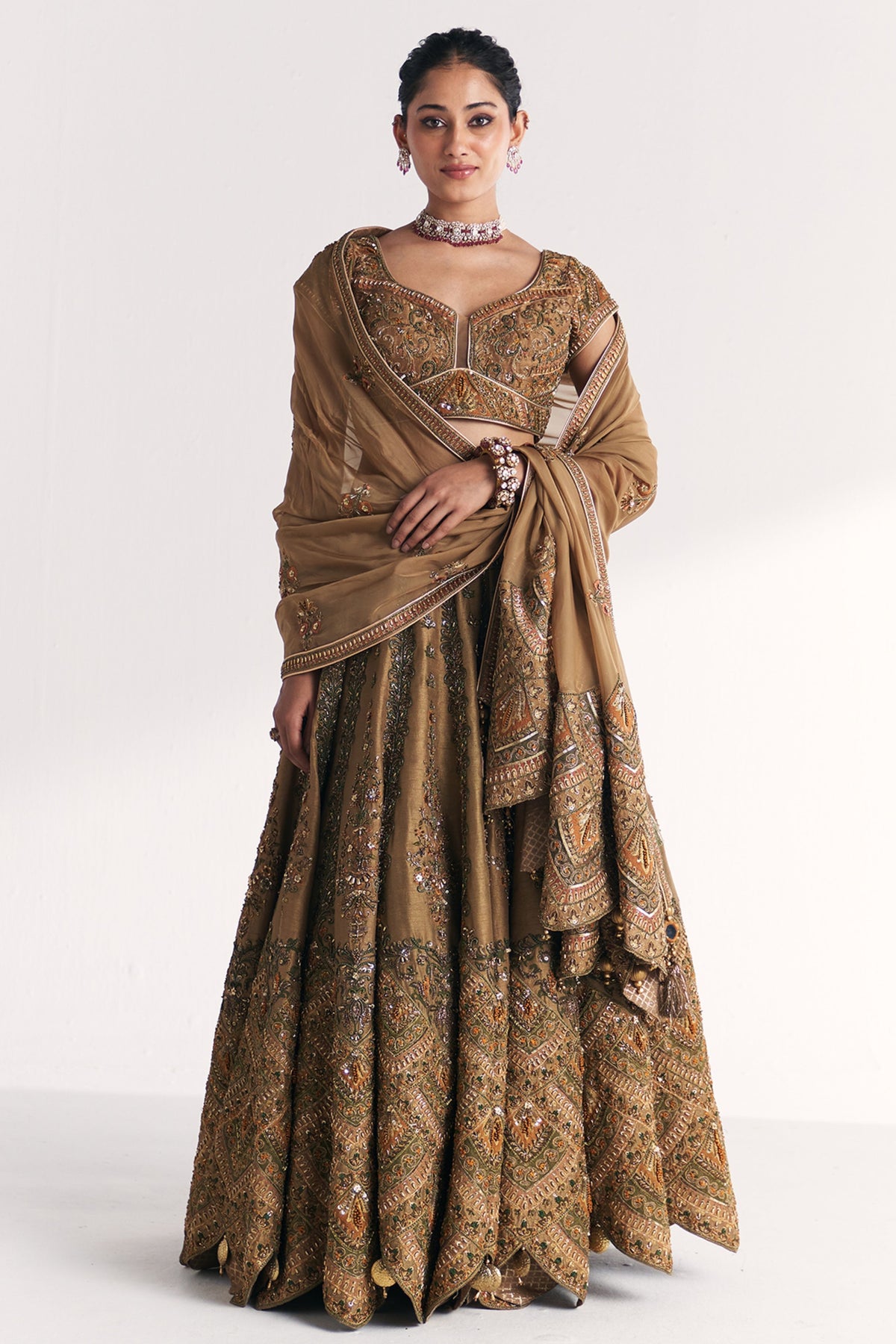 Kasturi Gold Lehenga Set