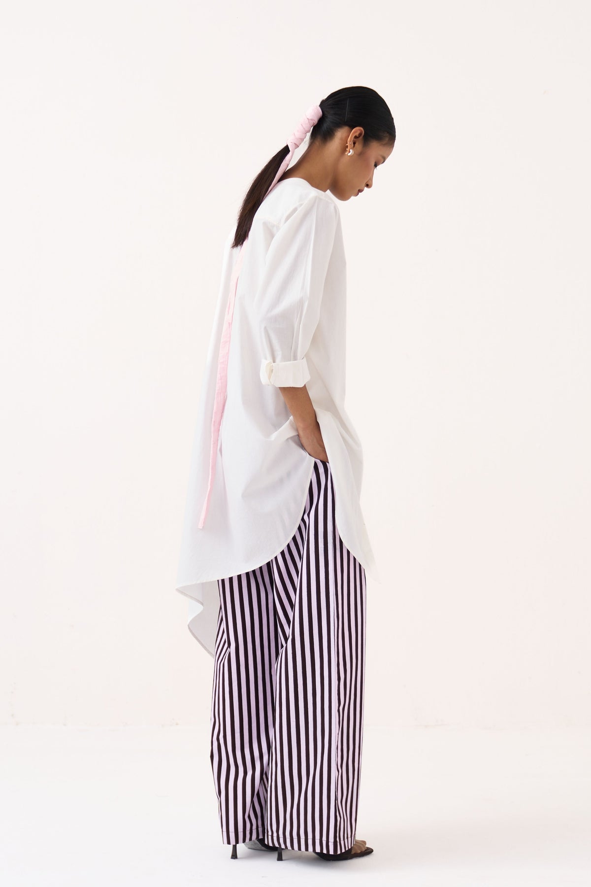 Patch Asymmetric Hem Shirt