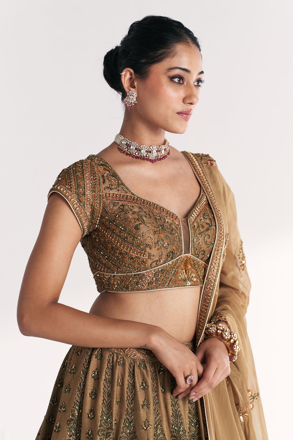 Kasturi Gold Lehenga Set