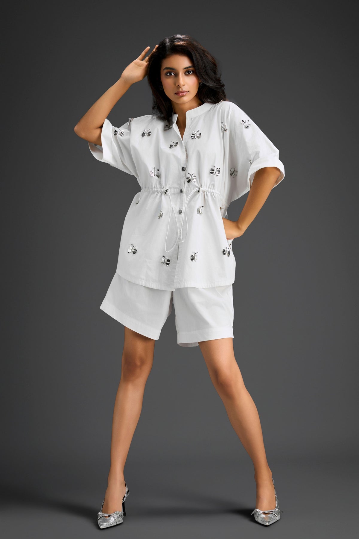 Embellished Co-ord Set in White