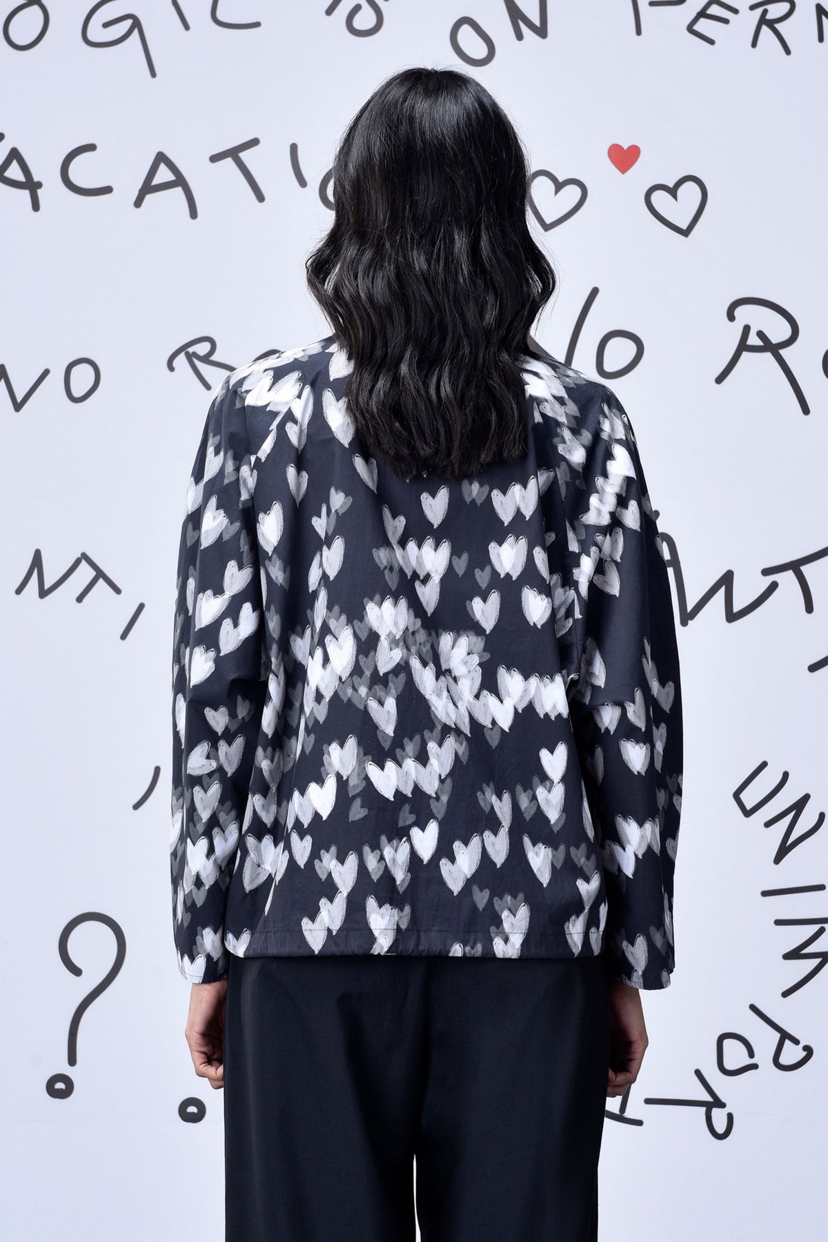 Heart Print Shirt  Black