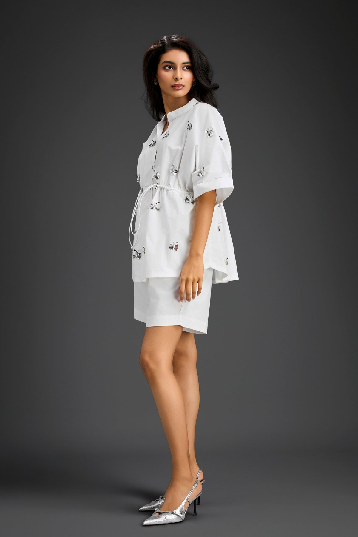 Embellished Co-ord Set in White