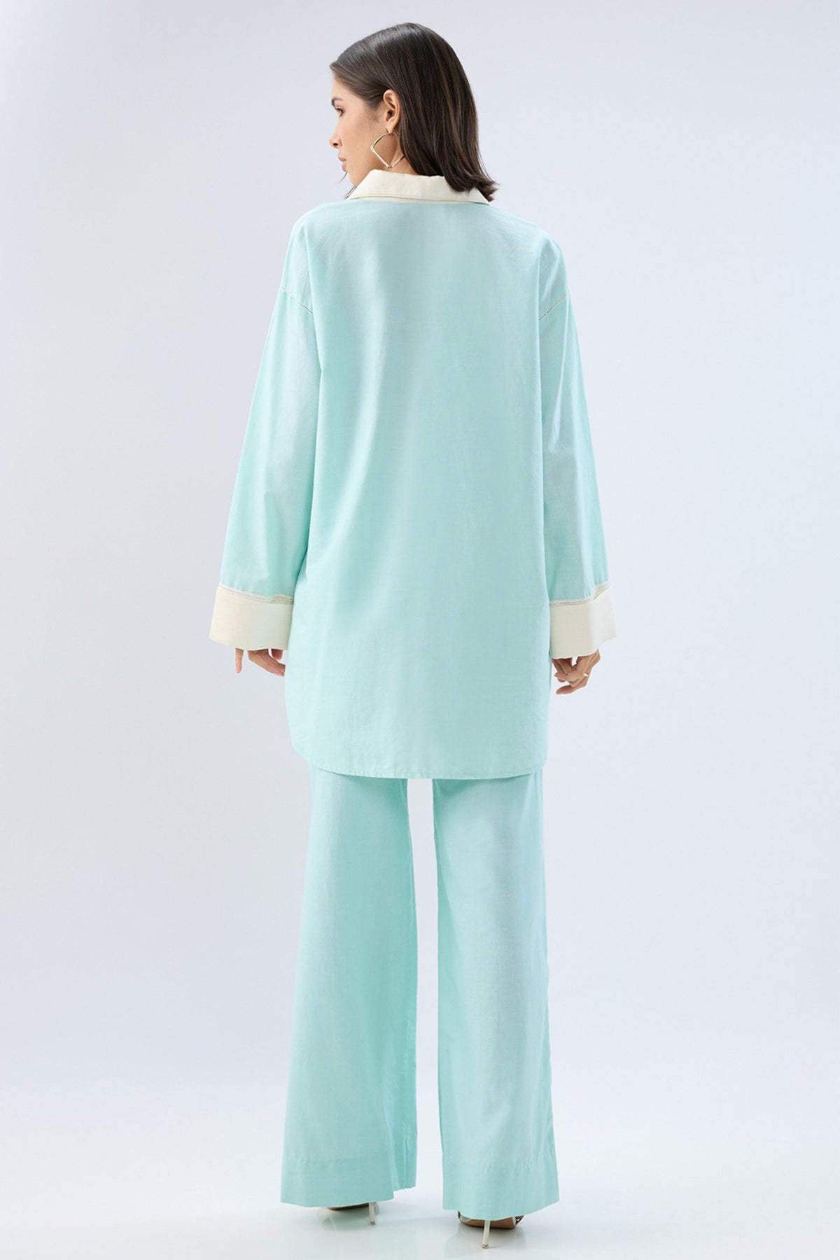 Blue Kurta Shirt Style Co-ord Set