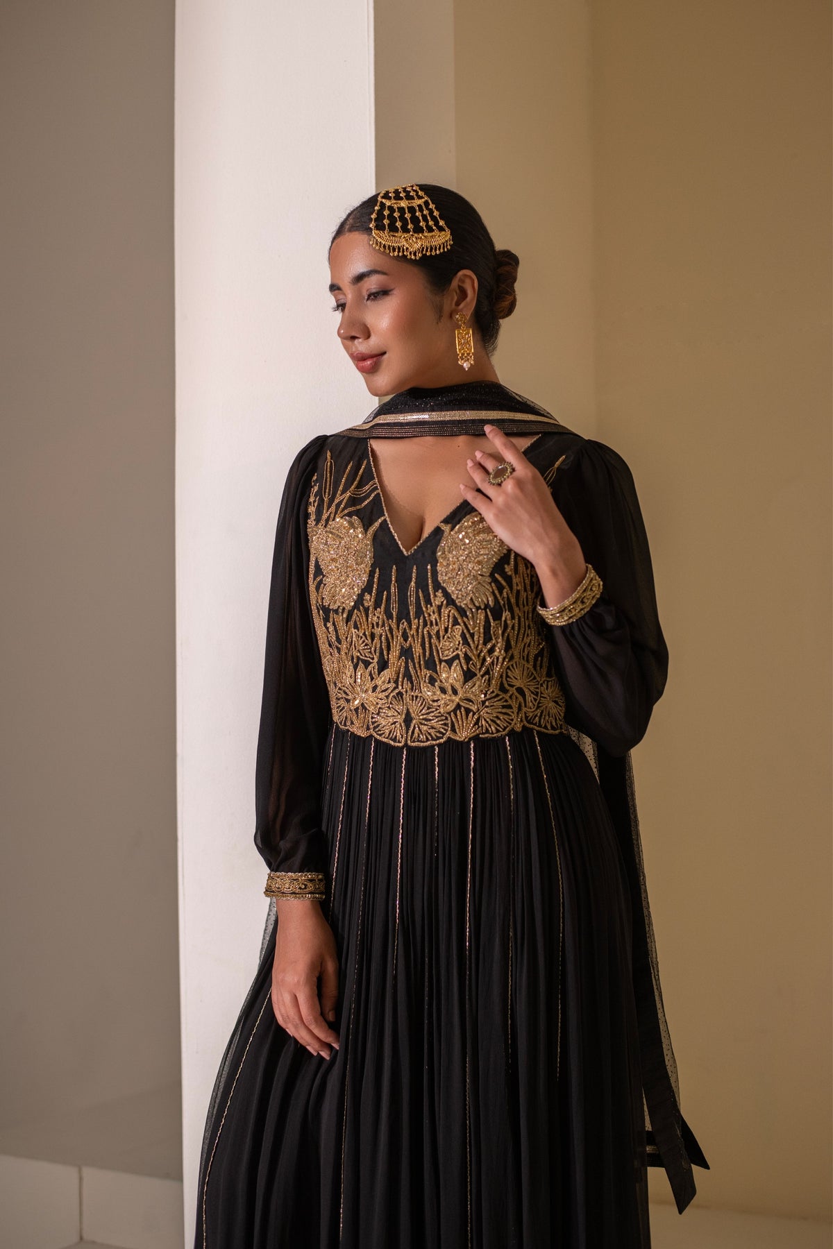 Black Embellished  Anarkali