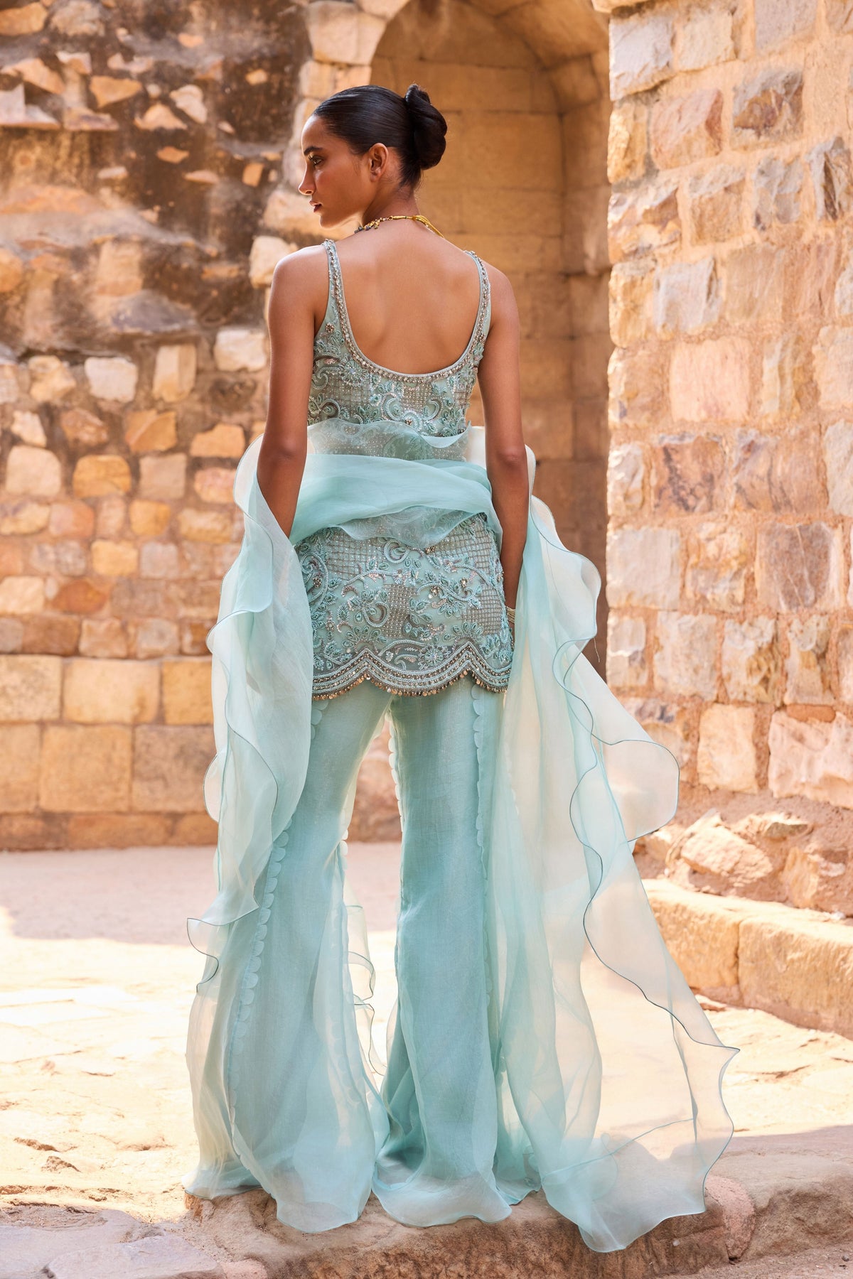 Aqua Sharara Set