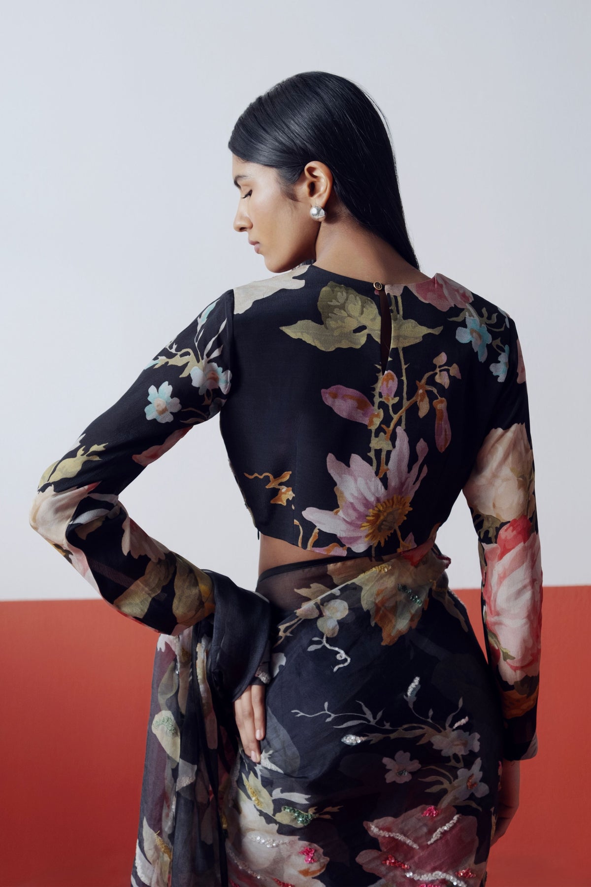 Carmine Embroidered Saree