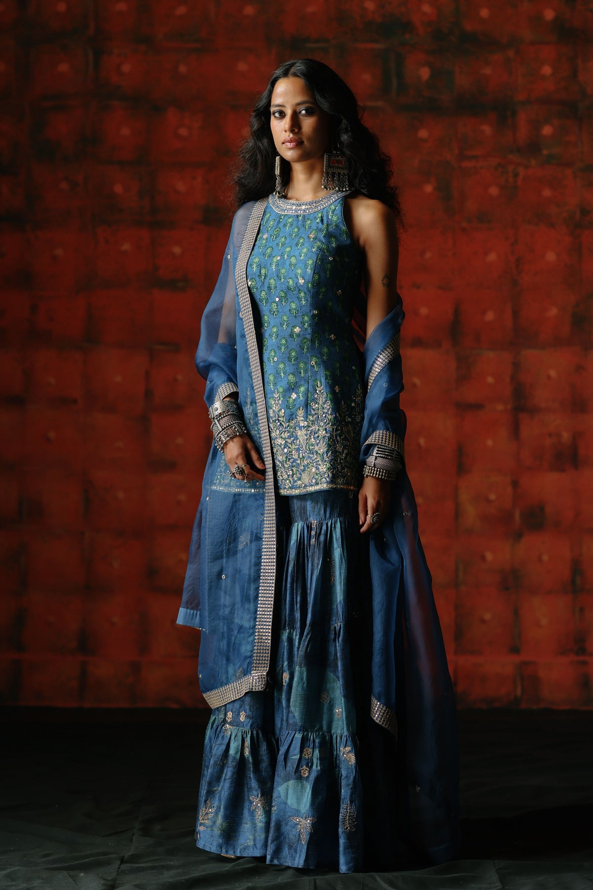 Indigo Sharara Set
