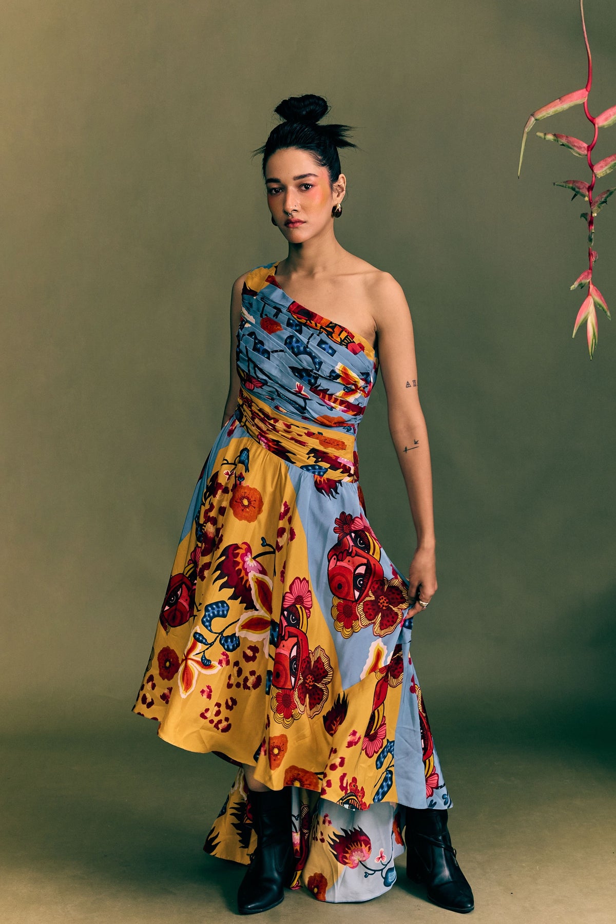 Wildbloom Printed  Long Dress Pleated