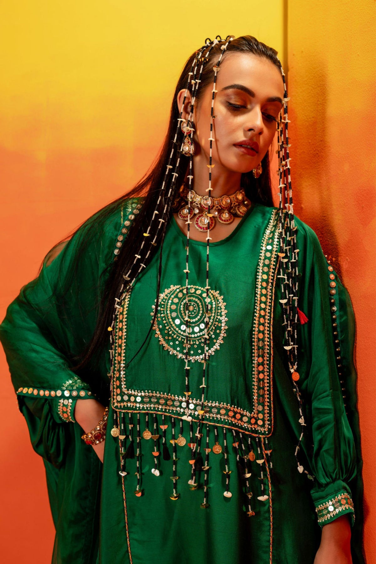 Vani Green Kaftan Set
