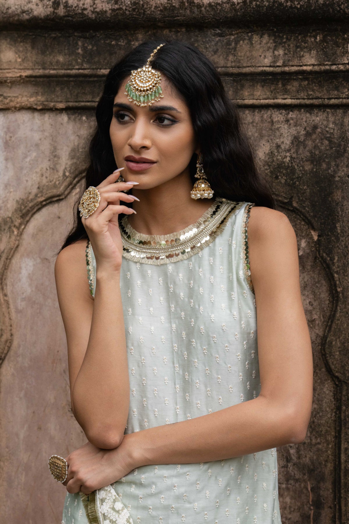 Mint Dots Sharara Set