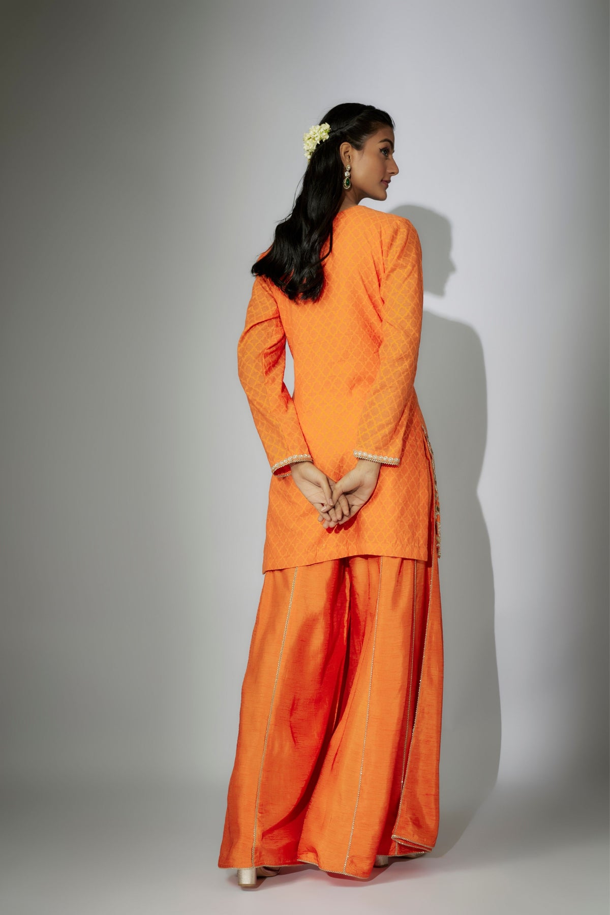 Orange Embroidered Sharara Set