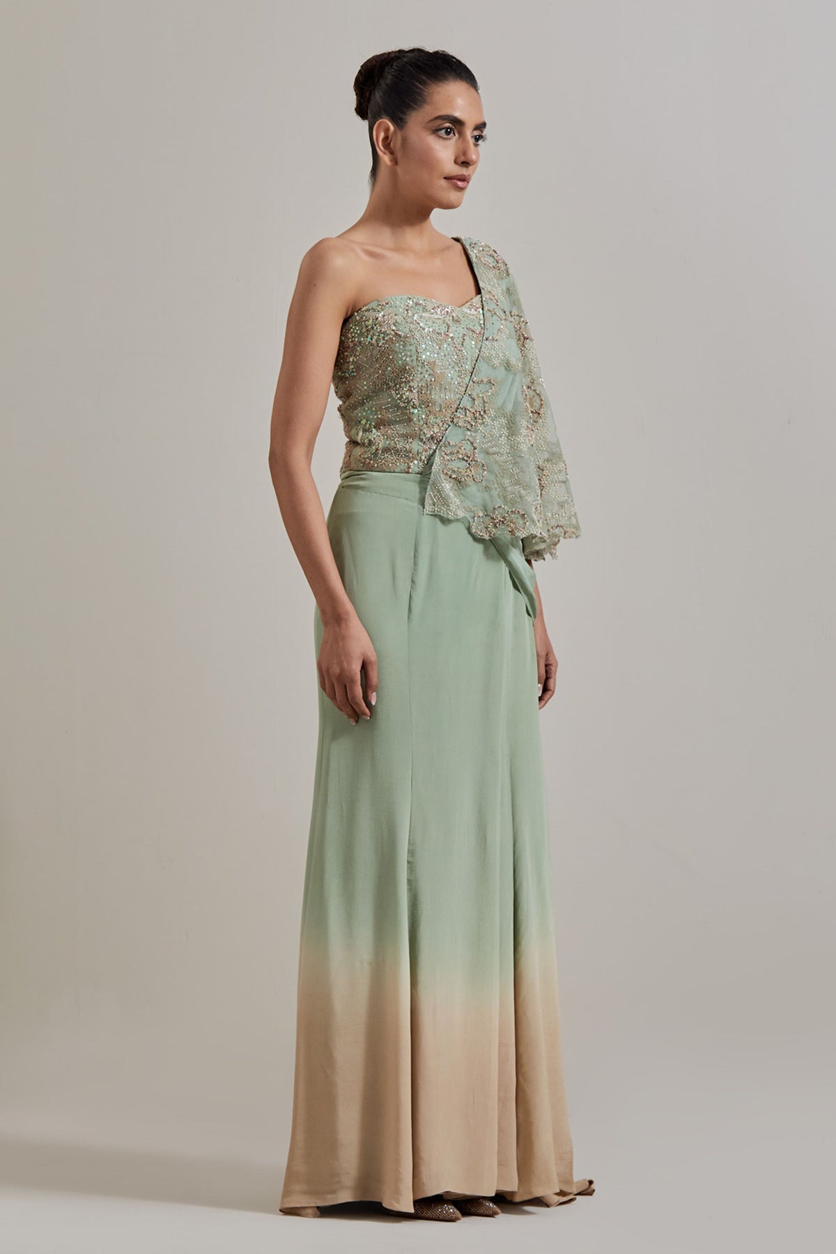 Glimmer Drape Saree Set