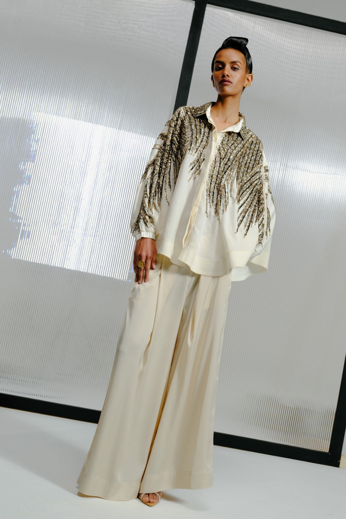 Bugle Beaded Cape Shirt
