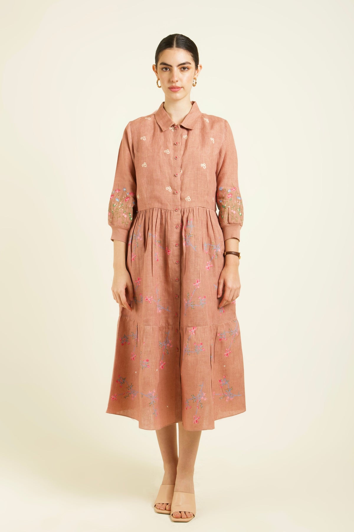 Almond Gathered Dress