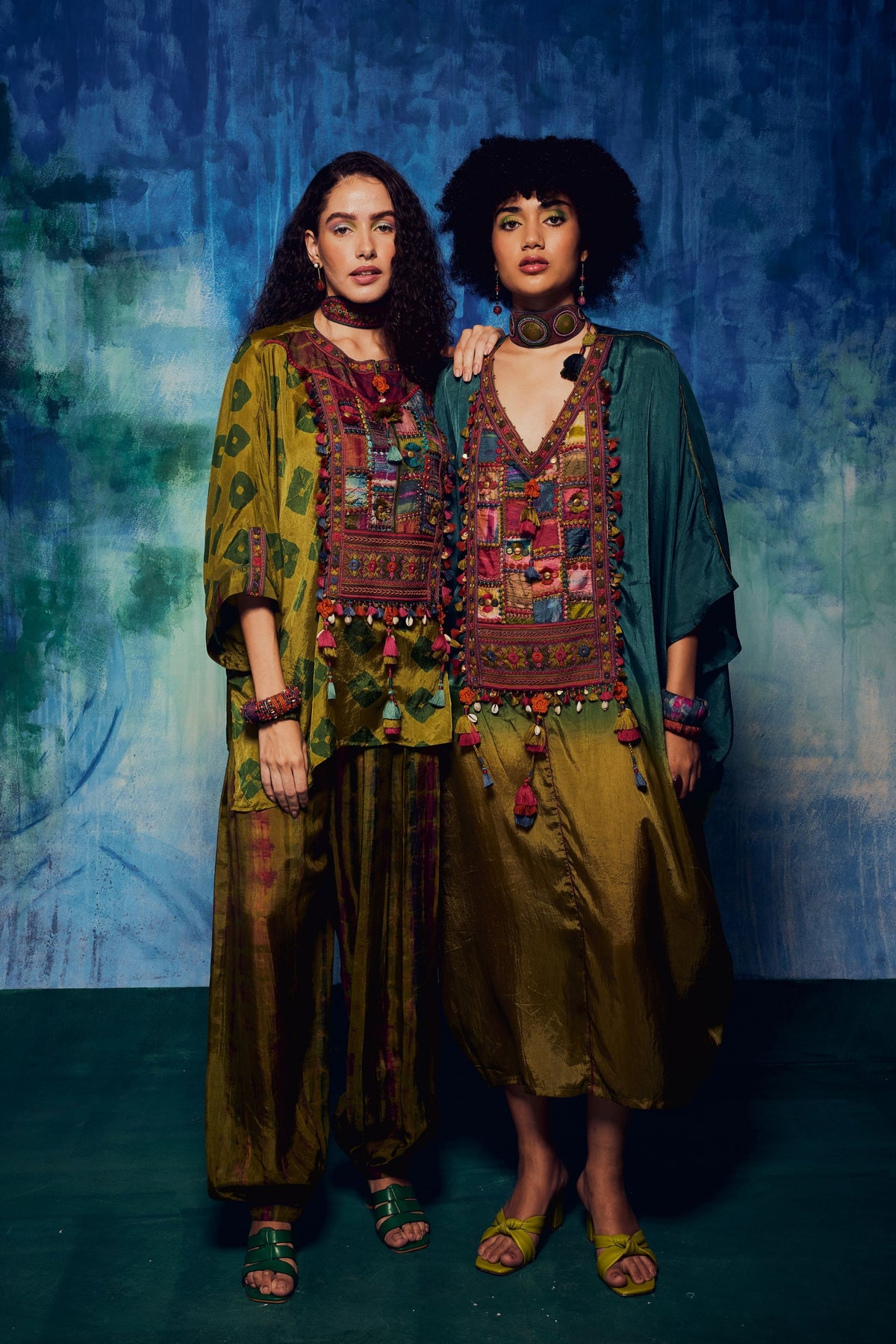 Olive Ruhi Kaftan &amp; Dhoti Set